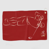 Serviette De Golf Unique Moderne Cool Mens Design Rouge Personnalisé (Horizontal)