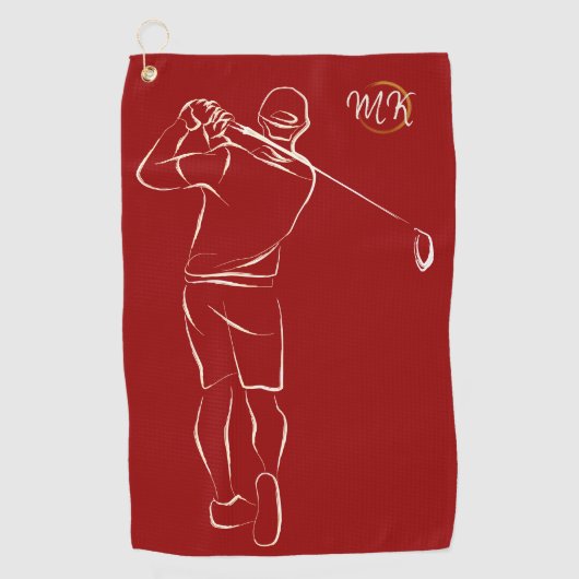 Serviette De Golf Unique Moderne Cool Mens Design Rouge Personnalisé (Devant)