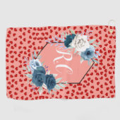Serviette De Golf unique Red hearts on pink and pattern Custom (Horizontal)