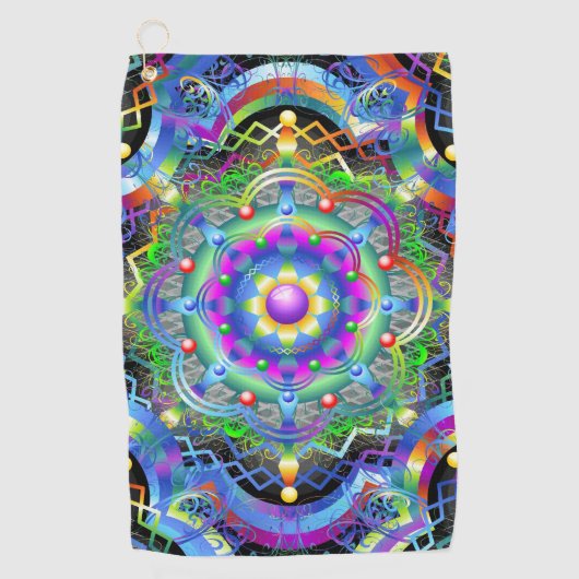 Serviette De Golf Univers Mandala Couleurs Psychédéliques (Devant)
