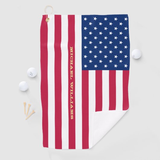 Serviette De Golf USA American Flag Gold Monogramme Patriotic Team (En situation)