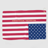 Serviette De Golf USA American Flag Gold Monogramme Patriotic Team (Horizontal)