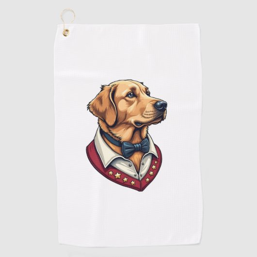 Serviette De Golf USA Golden Retriever Vintage Patriotic Dog Shirt (Devant)