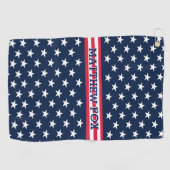 Serviette De Golf USA Patriotic Golfer ⭐ étoiles & rayures Monogramm (Horizontal)