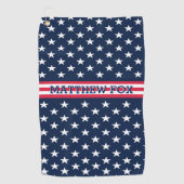 Serviette De Golf USA Patriotic Golfer ⭐ étoiles & rayures Monogramm (Devant)