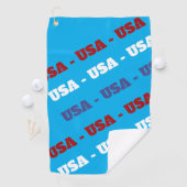 Serviette de golf USA Rouge Blanc Bleu (En situation)