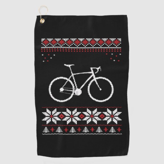 Serviette De Golf Vacances de Noël à vélo (Devant)