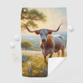 Serviette De Golf Vache à landes du printemps du Texas (En situation)