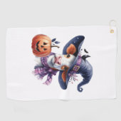 Serviette De Golf Vache d'Halloween à l'automne (Horizontal)