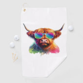 Serviette De Golf Vache écossaise Highland en lunettes de soleil Eau (En situation)