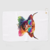 Serviette De Golf Vache écossaise Highland en lunettes de soleil Eau (Horizontal)