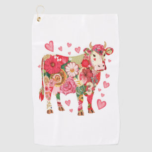 Serviette De Golf Vache florale Png, dessin de vache mignonne Png