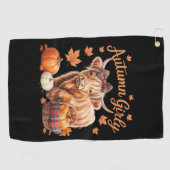 Serviette De Golf Vache Highland Chute Automne Fille Thanksgiving C (Horizontal)