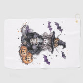 Serviette De Golf Vache Highland d'Halloween (Horizontal)
