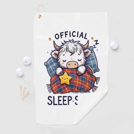Serviette De Golf Vache Highland, sommeil officiel (En situation)