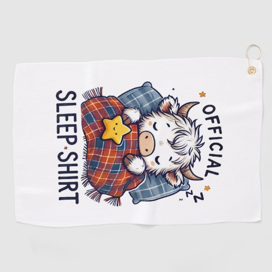 Serviette De Golf Vache Highland, sommeil officiel (Horizontal)