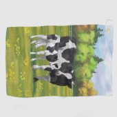 Serviette De Golf Vache Holstein et veau mignon en pâturage d'été (Horizontal)