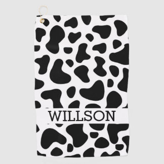 Serviette De Golf Vache Noir et Blanc Patch Golf Serviette