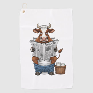 Serviette De Golf Vache sur Toilet, Animaux de ferme amusants