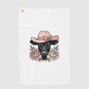 Serviette De Golf Vachette Cowgirl Rose avec Pivoines Vintage Vector