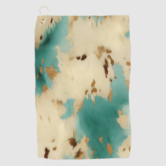 Serviette De Golf Vachure d'or blanc turquoise (Devant)