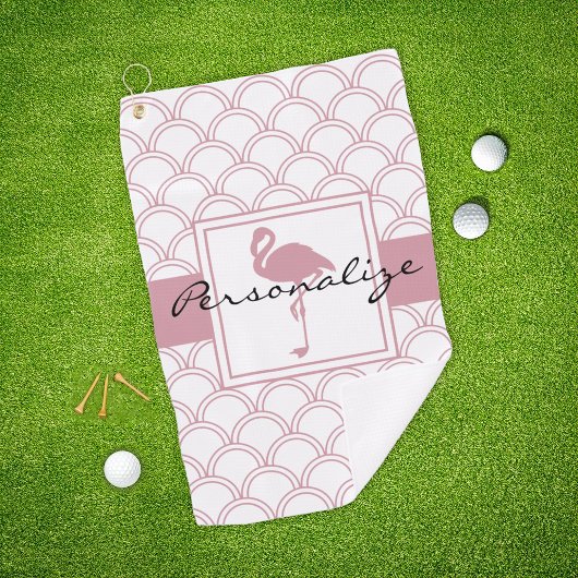 Serviette De Golf Vague Art Déco Flamant Rose