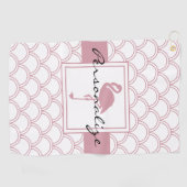 Serviette De Golf Vague Art Déco Flamant Rose (Horizontal)