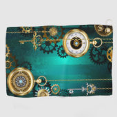 Serviette De Golf Veille bijoux Steampunk sur un Arrière - plan vert (Horizontal)
