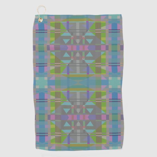 Serviette De Golf Vert bleu violet géométrique (Devant)
