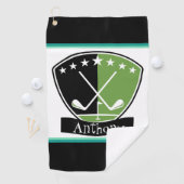 Serviette De Golf Vert et noir personnalisés (En situation)
