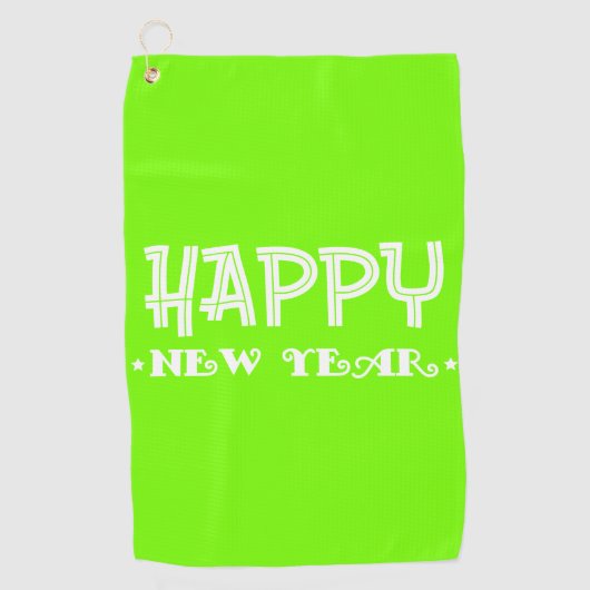 Serviette De Golf vert fluorescent - Bonne année (Devant)