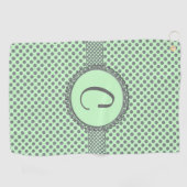 Serviette De Golf Vert menthe avec Pois gris-Monogramme STaylor (Horizontal)