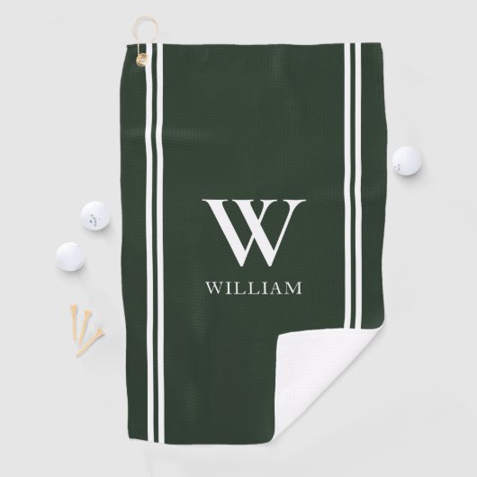 Serviette De Golf Vert moderne Nom initial Monogramme (En situation)