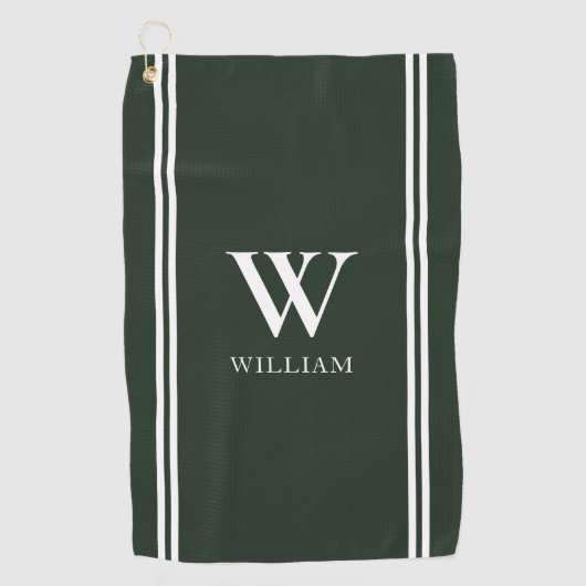 Serviette De Golf Vert moderne Nom initial Monogramme (Devant)