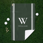 Serviette De Golf Vert moderne Nom initial Monogramme