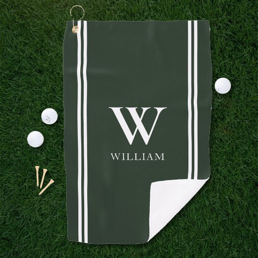 Serviette De Golf Vert moderne Nom initial Monogramme