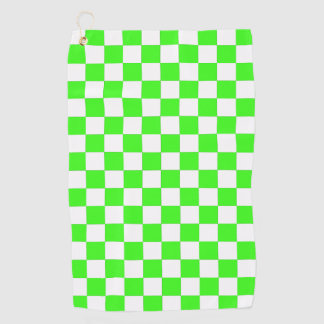 Serviette De Golf Vert néon et blanc à carreaux