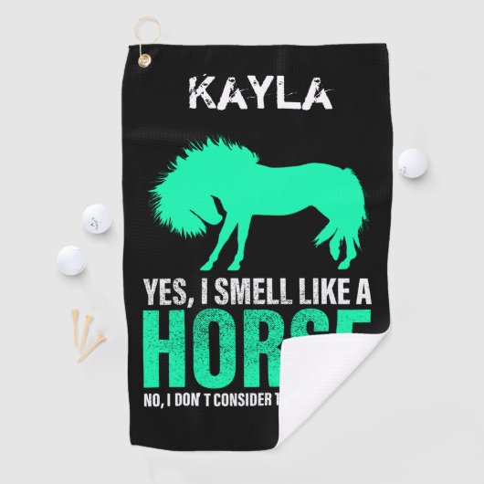 Serviette De Golf Vert Oui Je Sens Comme Un Cheval Personnalisé (En situation)