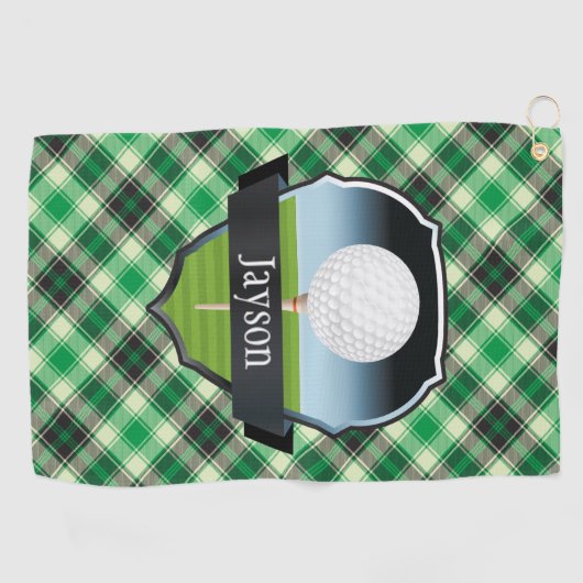 Serviette De Golf Vert personnalisé payé (Horizontal)