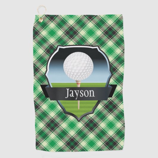 Serviette De Golf Vert personnalisé payé (Devant)