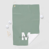 Serviette De Golf Vert Sauge Monogramme Initial Nom (En situation)