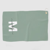 Serviette De Golf Vert Sauge Monogramme Initial Nom (Horizontal)