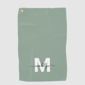 Serviette De Golf Vert Sauge Monogramme Initial Nom (Devant)
