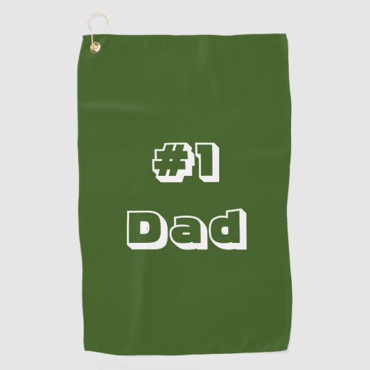 Serviette de golf Vert Serviette de golf #1 Papa (Devant)