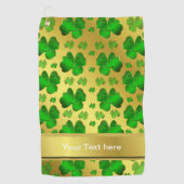 Serviette De Golf vert, shamrock, or, brillant, texte, père Noël pet (Devant)