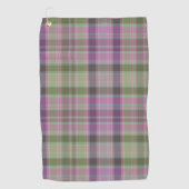 Serviette De Golf Vert, tartan classique lilas. (Devant)