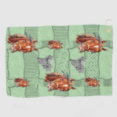 Serviette de golf verte florale (Horizontal)