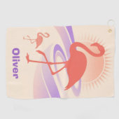 Serviette De Golf Vibes de Flamant rose des années 80 - Pastel Sunse (Horizontal)