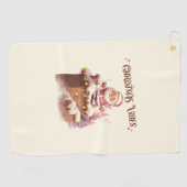Serviette De Golf Vibes de Noël rose Père Noël (Horizontal)