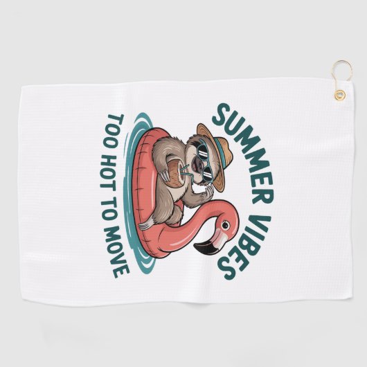 Serviette De Golf Vibes d'été Sloth Funny Lazy Float (Horizontal)